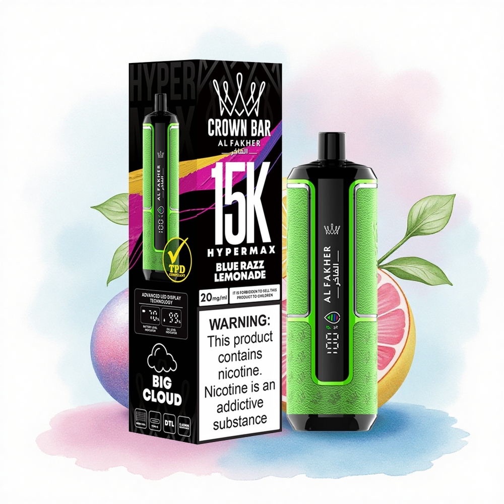 Al Fakher Crown Bar 15K Hypermax Blå Hindbær Lemonade 600mAh 22ml