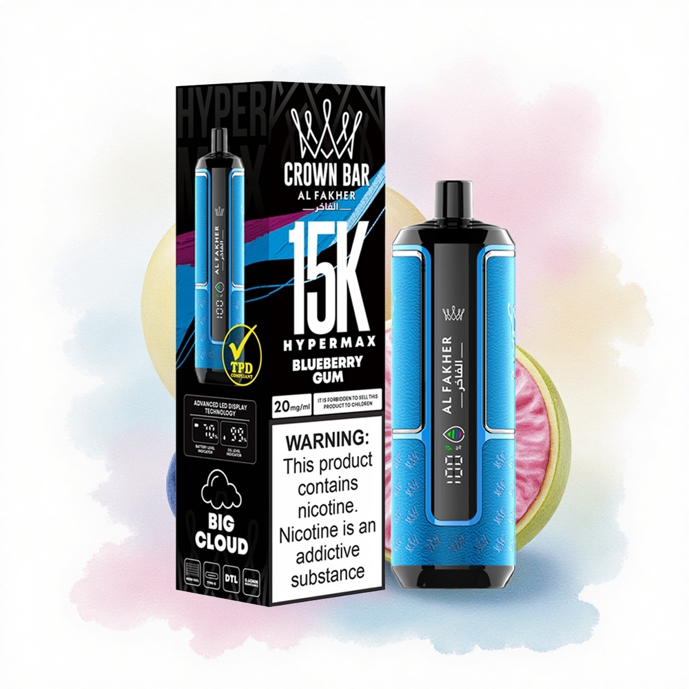 Al Fakher Crown Bar 15K Hypermax Blåbærtyggegummi 600mAh Type-C