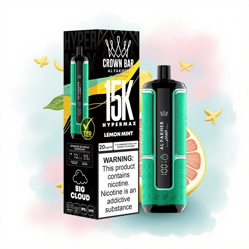 Al Fakher Crown Bar 15K Hypermax Citronmynte 600mAh 22ml Nikotin