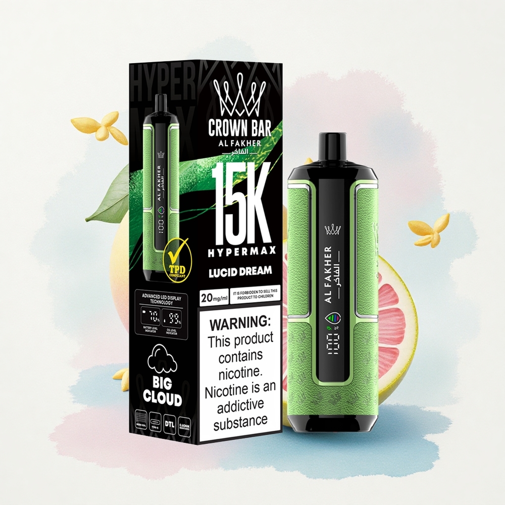 Al Fakher Crown Bar 15K Hypermax Klart Drøm 22ml 600mAh Type-C