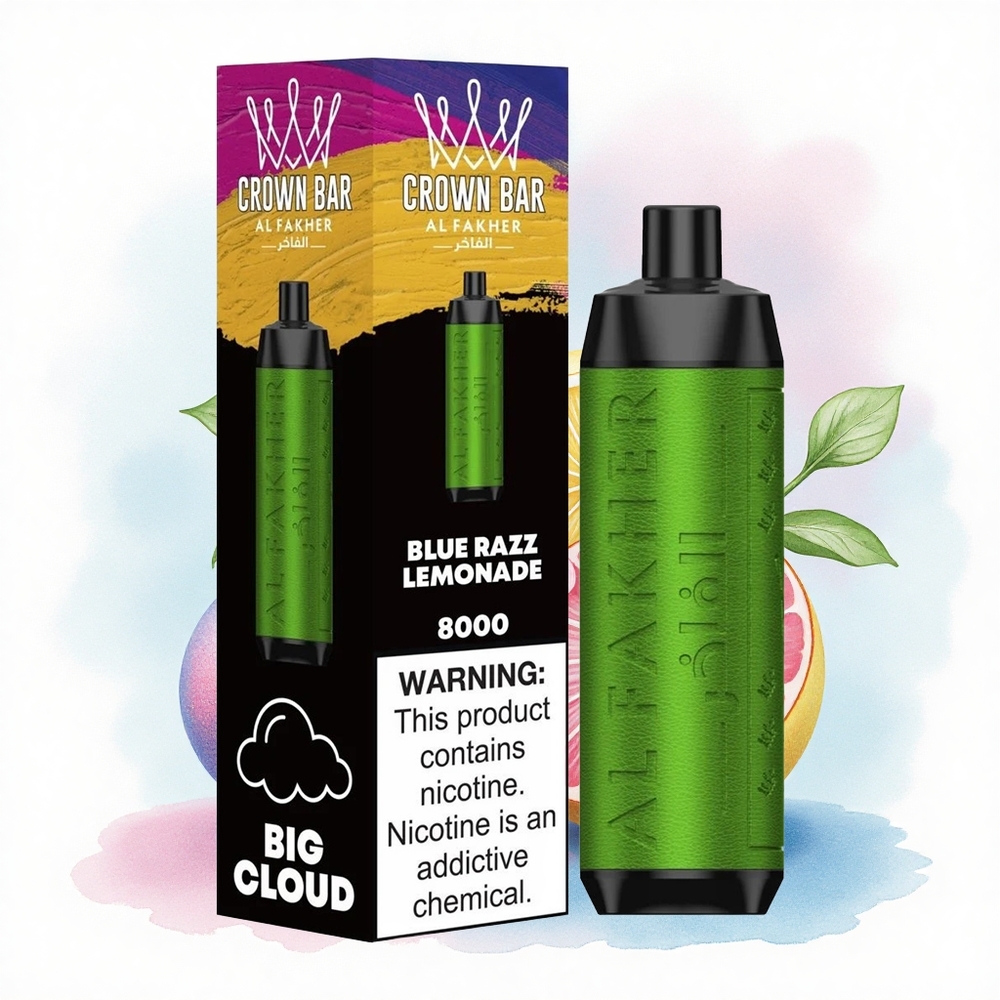 Al Fakher Crown Bar 8000 Crystal Blå Hindbær Lemonade 600mAh 5mg Nicotin