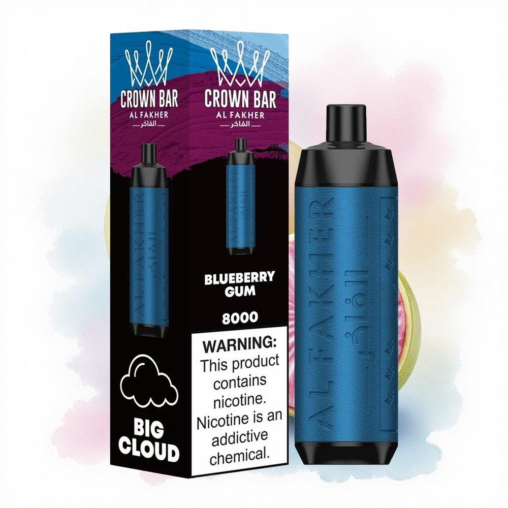 Al Fakher Crown Bar 8000 Crystal Blåbær Tyggegummi med 5mg Nikotin og 600mAh
