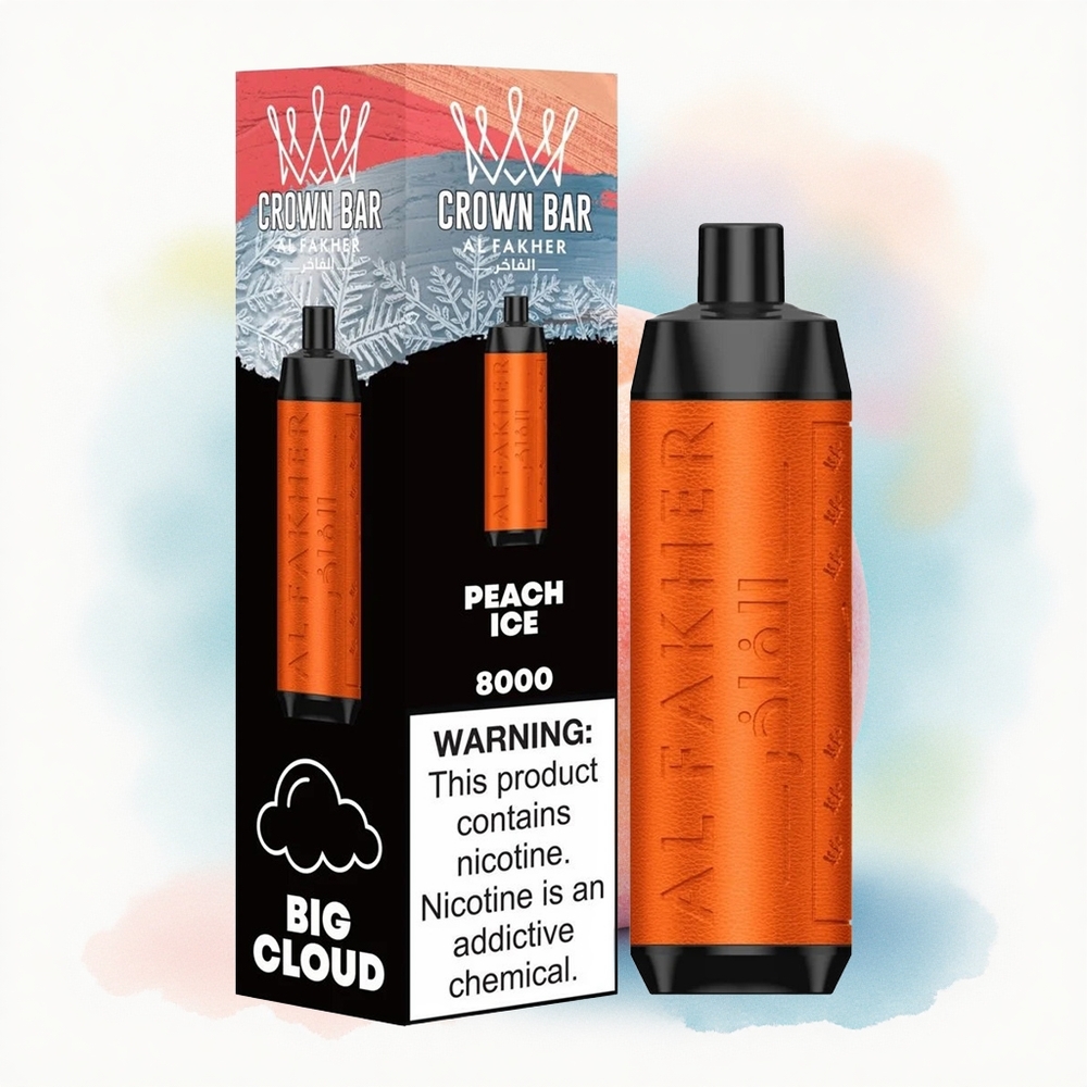 Al Fakher Crown Bar 8000 Crystal Fersken Is med 5mg nikotin og 600mAh