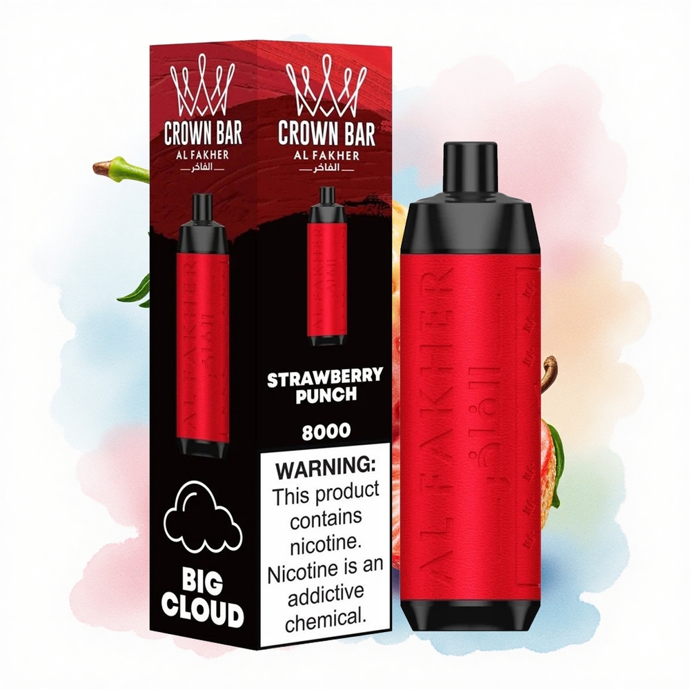 Al Fakher Crown Bar 8000 Crystal Jordbær Punch 600mAh Type-C 5mg Nikotin