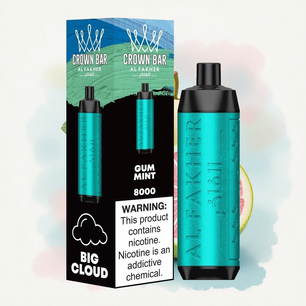 Al Fakher Crown Bar 8000 Crystal Tyggegummi Mint 600mAh 0.6ohm 5mg Nikotin
